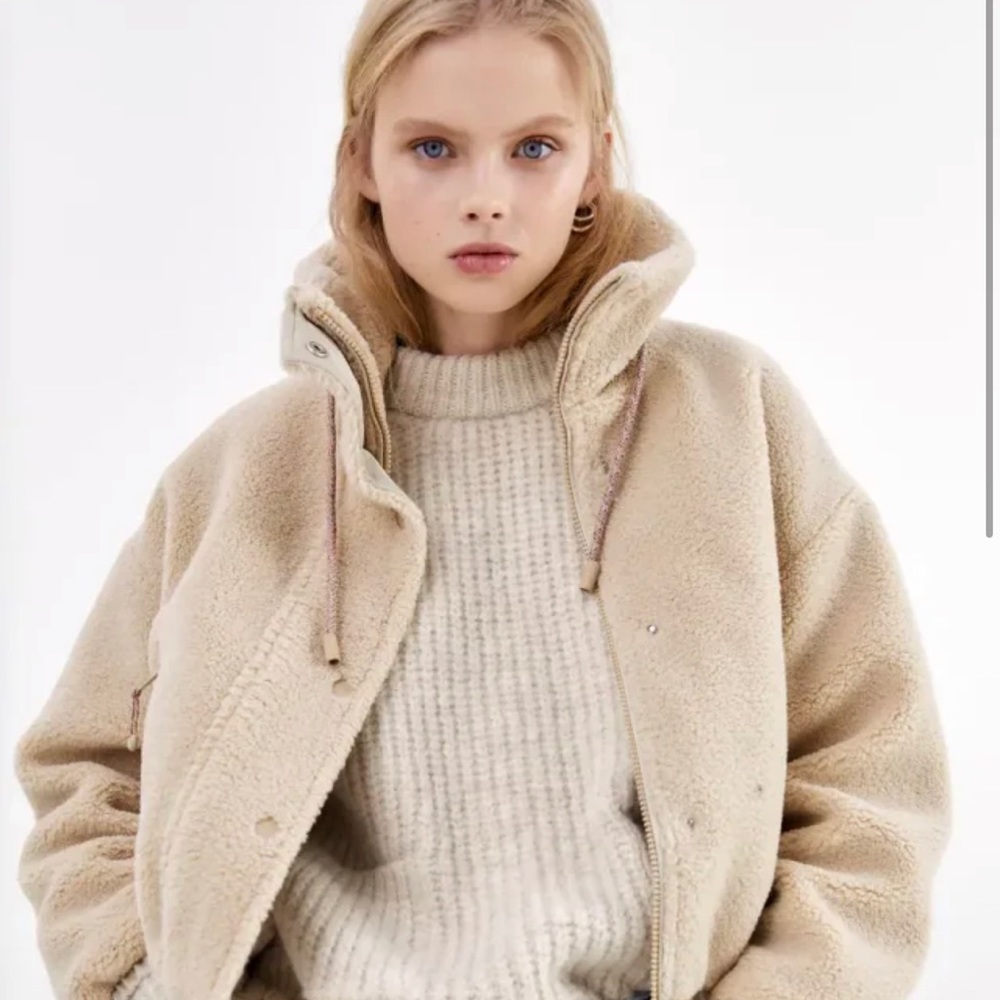 Zara Cropped Teddy Jacket